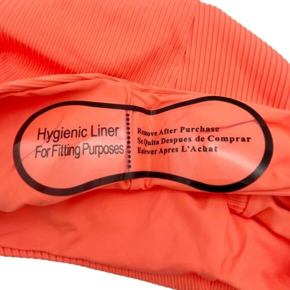 NWT TiniBikini Ribbed Two Piece Set Zipper Swimsuit Tangerine Orange Size Medium - Picture 11 of 14